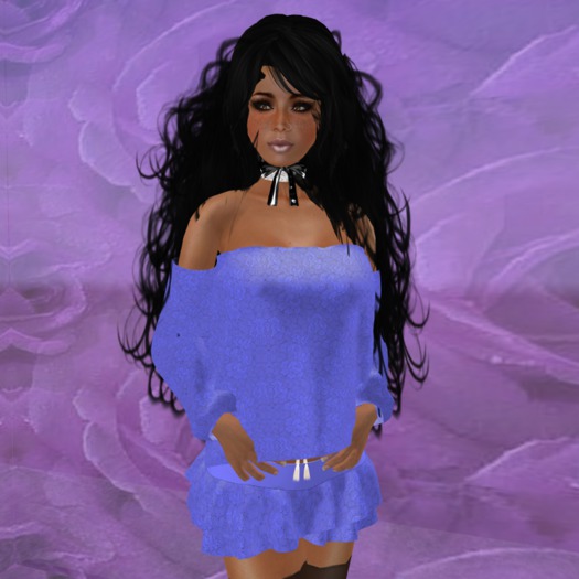 Pastel Lavender Lace Mesh Off Shoulder Blouse & Ruffled Skirt