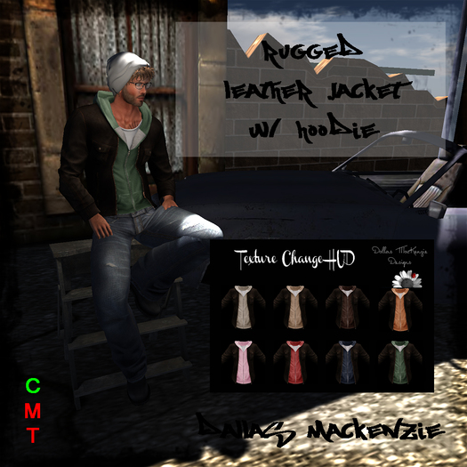 .::DM::. Mens Leather Jacket w/ Hoodie - DEMO