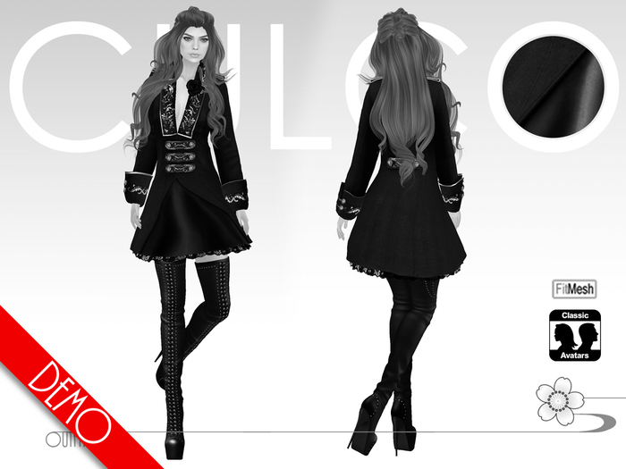 Demo -Culco- Military Style Embroidered Outfit - All Black