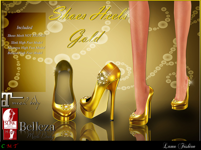 -Lamu Fashion-Shoes Heels GOLD (SLINK, MAITREYA and BELLEZA FEET HIGH)