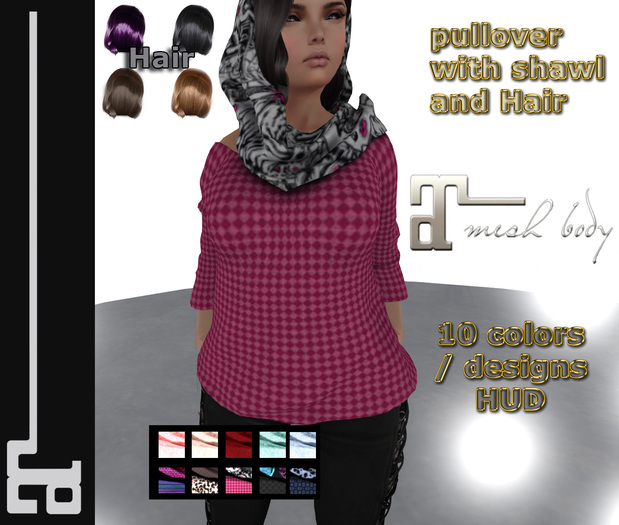 .: MB :. TOP  w/ Shawl and Hair  w/ HUD ~ for Maitreya