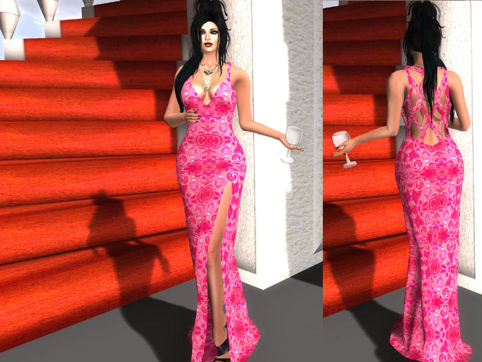 Back Cutouts/Side Split - Long Gown - Beaded - Eastern Elegance