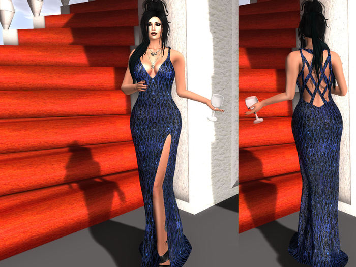 Back Cutouts/Side Split - Long Gown - Beaded - Eastern Elegance