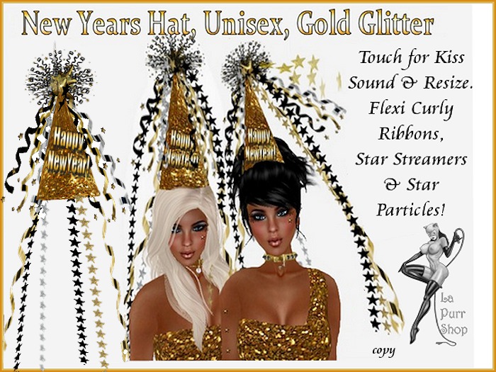 *Happy New Years Hat* Gold Glitter-Unisex