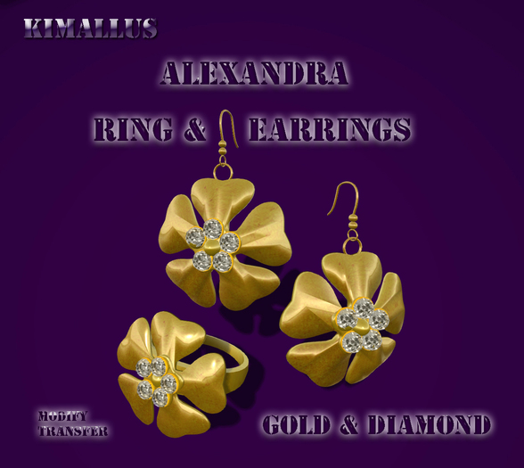 Alexandra Gold & Diamond Ring & Earrings