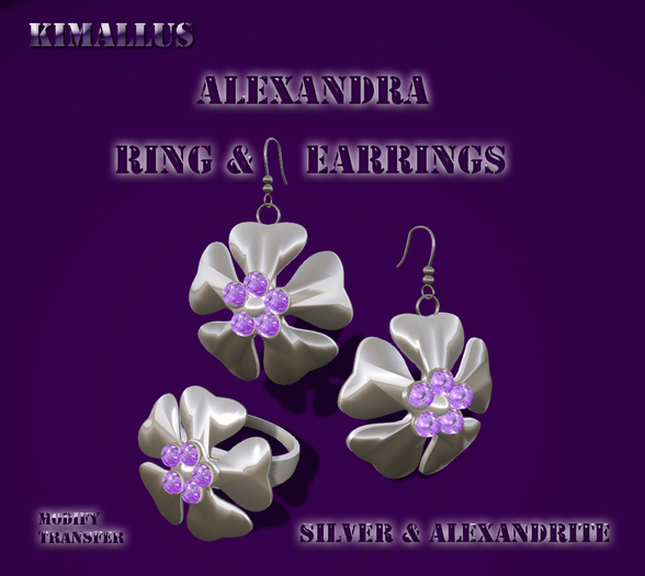 Alexandra Silver & Alexandrite Ring & Earrings