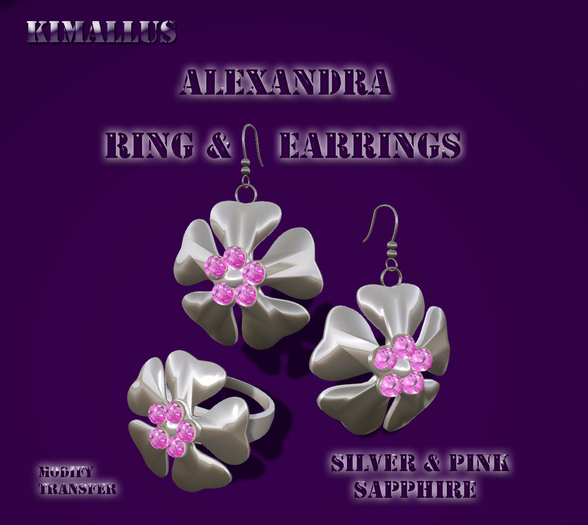 Alexandra Ring & Earrings Silver & Pink Sapphire