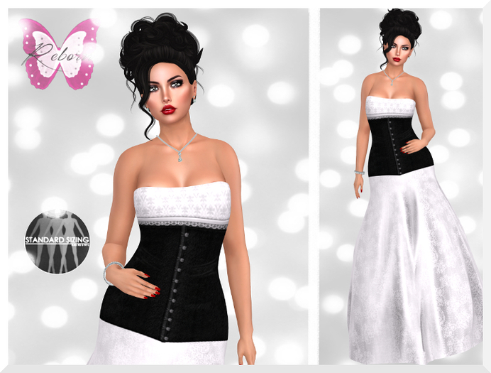 Ƹ̵̡Ӝ̵̨̄Ʒ Gianni Formal Gown in color: White, rigged mesh, 5 standard sizes.
