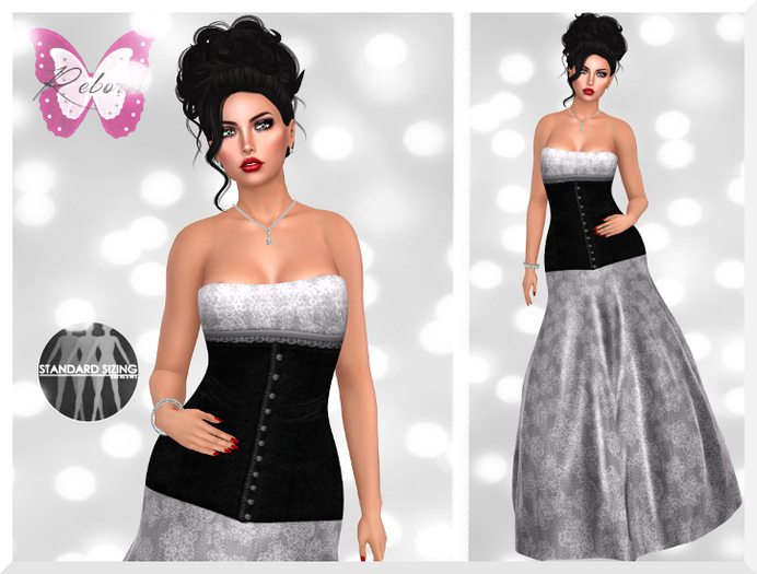 Ƹ̵̡Ӝ̵̨̄Ʒ Gianni Formal Gown in color: Grey, rigged mesh, 5 standard sizes.