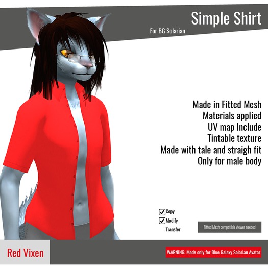Red Vixen - Simple Shirt for Solarian