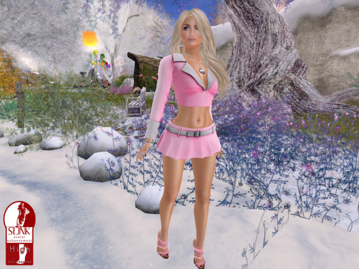 Para's Flirt Skirt Set & Slink High Mules Pink/White