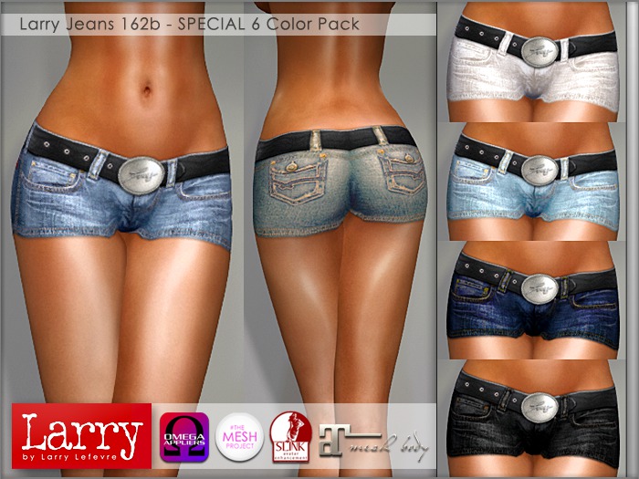 LARRY JEANS - 162b DENIM V-Cut Shorts- 6 Color Pack