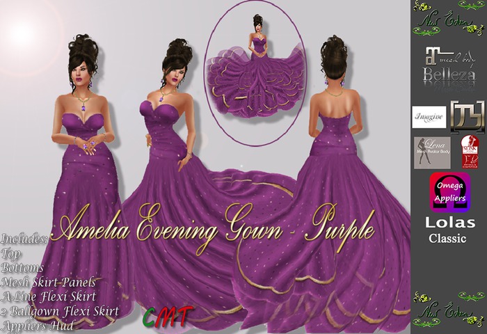 NEFA 89 Amelia Evening Gown - Purple * 2 Dresses in 1 with System Clothing & Appliers 