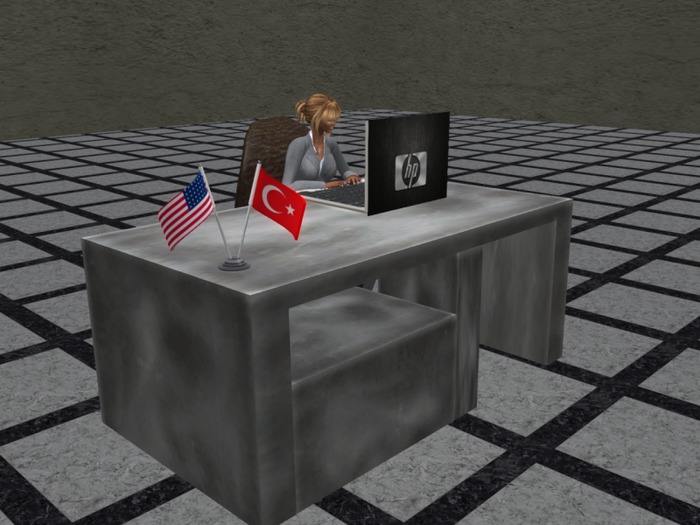 TURKEY - U.S.A. AMERICA  Friendship Table Desk Flag Set (metal)