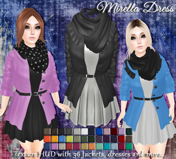 [Syn] Mirella Dress (Texture HUD, Fitted for mesh bodies: TMP, Hourglass, Physique & Maitreya)