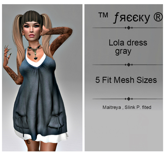 Lola dress  grey - Fit Mesh - (tm) Freeky