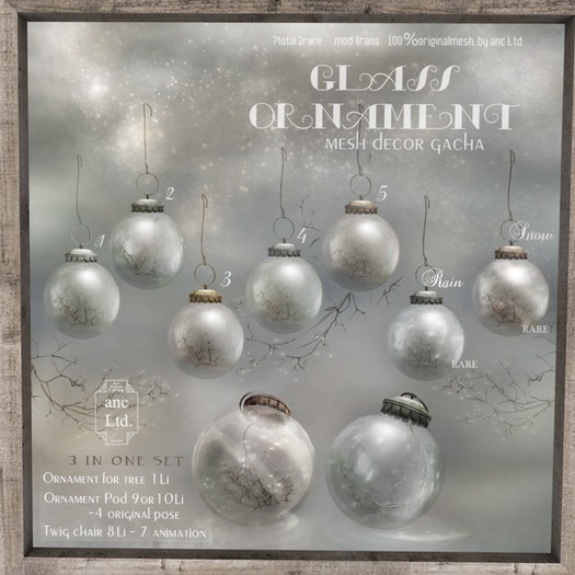 glass ornament. (2)