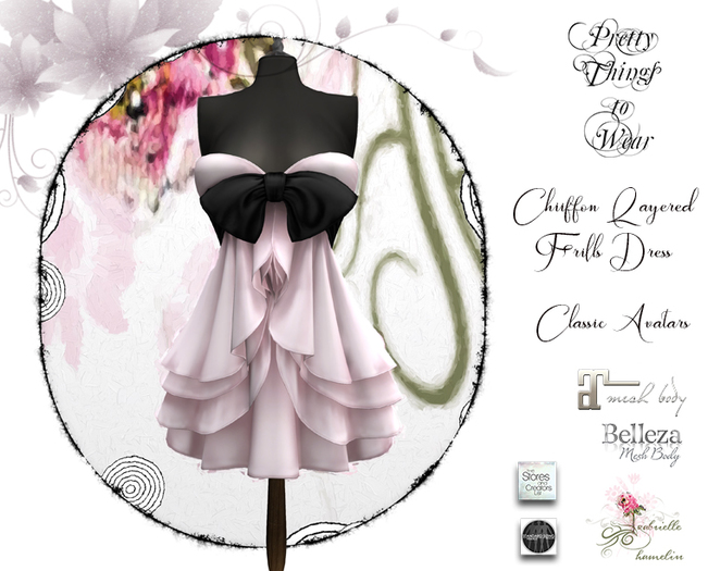 .::Pretty Things ::. ***Updated Fitmesh*** Lavendar Pink Frilly Dress