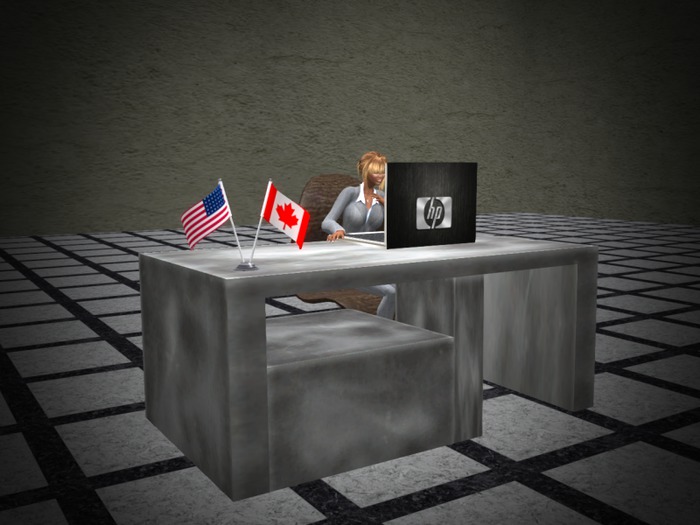 U.S.A. AMERICA - CANADA Friendship Table Desk Flag Set (metal)