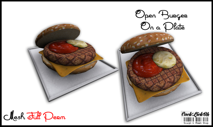 FULL PERM Open Burger On Plate
