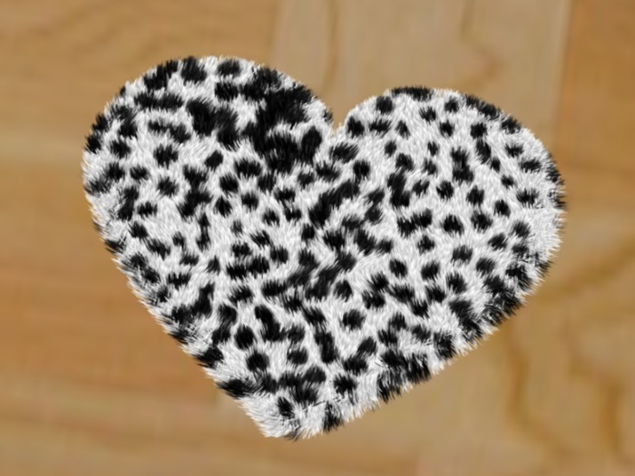 White & Black Dots Furry Heart Rug