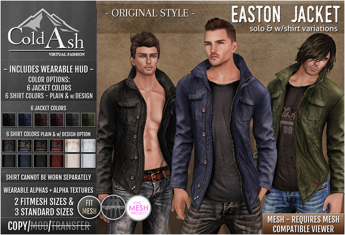 {COLD-ASH} Mens MESH EASTON Jacket (Original Pack) (boxed)