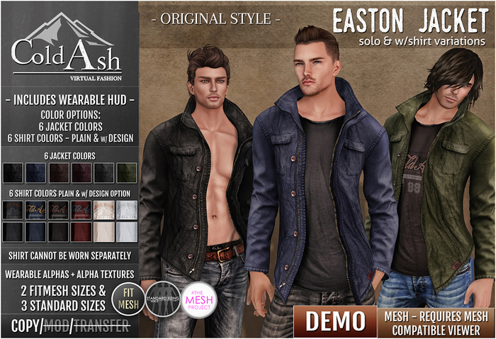 {COLD-ASH} DEMO Mens MESH EASTON Jacket