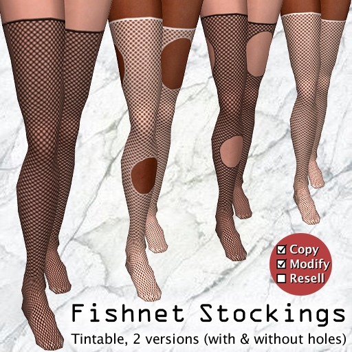 (|) Tintable Fishnet Stockings, extra high, with and without holes