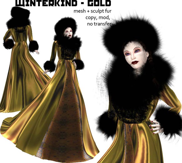 Grim Bros. Winterkind GOLD - Victorian Steampunk Gown for Winter outings