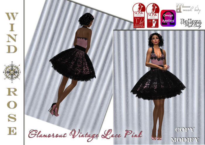 *WR* Glamorous Vintage Lace Pink (appliers included) 