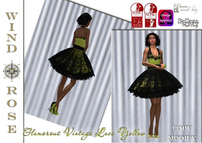 *WR* Glamorous Vintage Lace Yellow (appliers included)