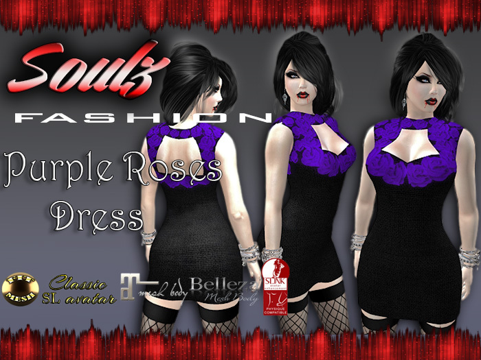 :][: Soulz Fashion :][:  Purple Roses Dress