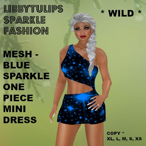 * Wild * Blue Sparkle Mini Dress - Mesh
