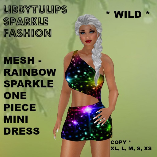 * Wild * Rainbow Sparkle Mini Dress - Mesh
