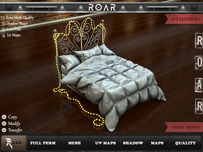 {::ROAR::} Full Perm Mesh Cool Lighting And  Wrought Iron Bed