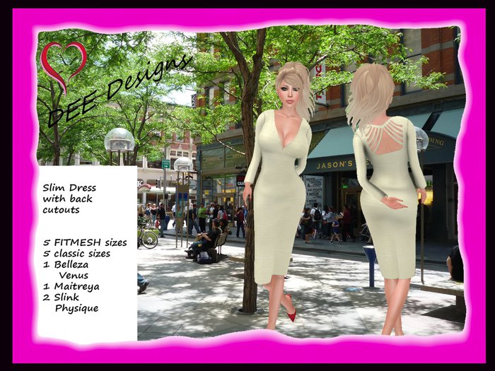 DEE Designs Slim Dress cream MESH