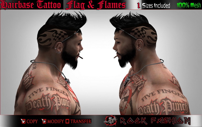 Hairbase Tattoo Flag & Flames
