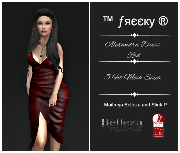 Alexandra Dress Red- Fit Mesh - (tm) Freeky