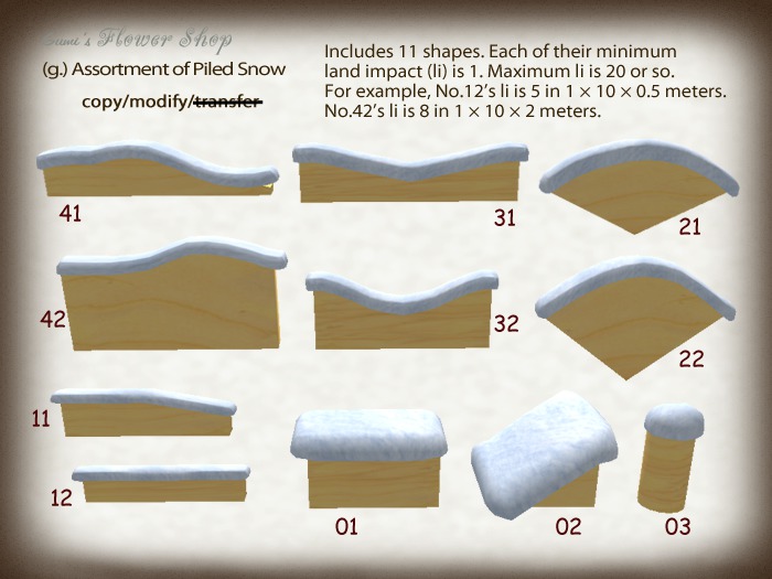 (g.) Assortment of Piled Snow