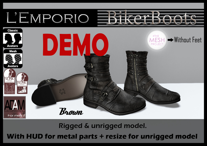 D*E*M*OL'Emporio-::*BikerBoots*::Black-For Slink feet Man