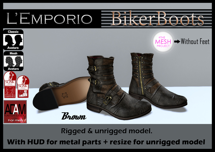 L'Emporio-::*BikerBoots*::Brown For Slink Man