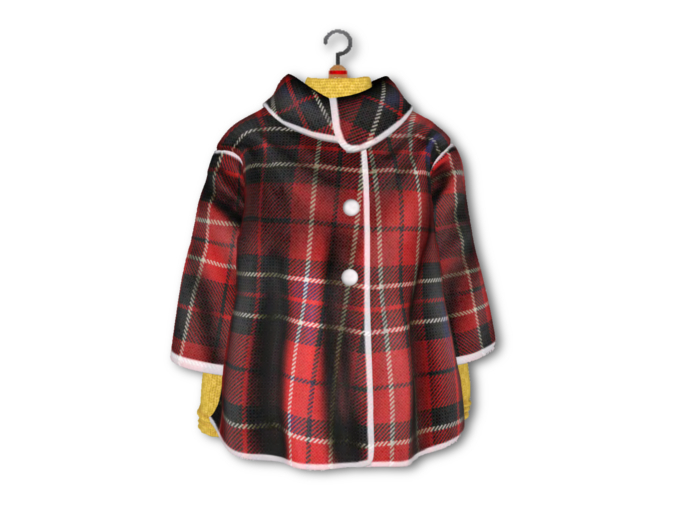 {amiable}Mesh Check Wintry Piping Cape Coat_Red
