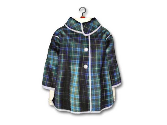 {amiable}Mesh Check Wintry Piping Cape Coat_Blue