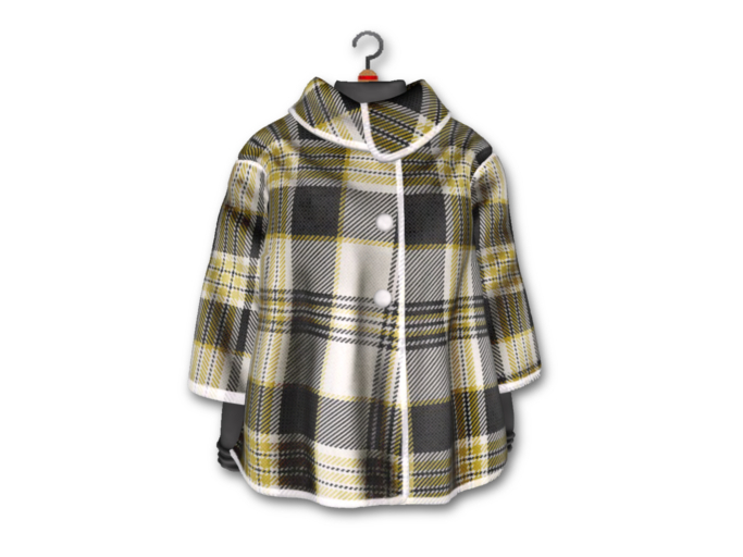 {amiable}Mesh Check Wintry Piping Cape Coat_Yellow