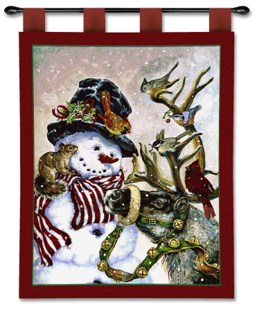 Wall Tapestry Christmas Snowman and Prancer-Wall-Tapestry