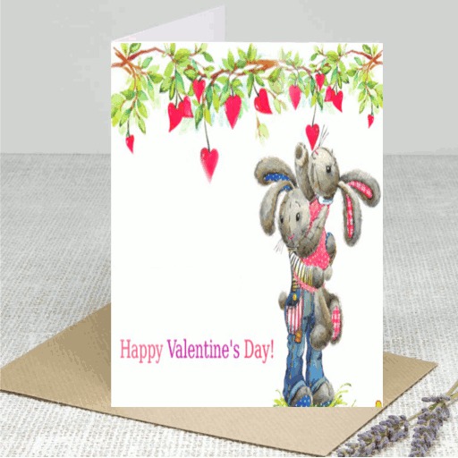 valentines card bunnies