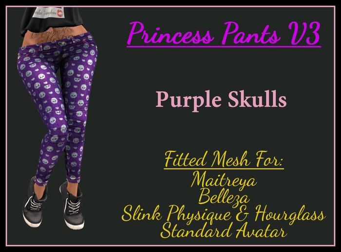 .::Spoiled::.  Princess Pants V3 Purple Skulls {Boxed}