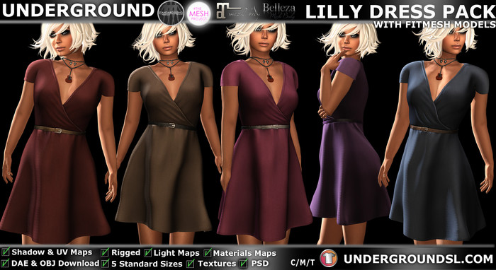 [UG MESH] LILLY DRESS PACK+ FITTED