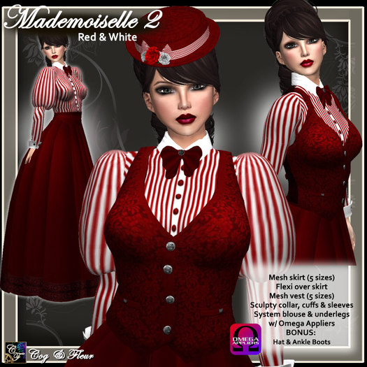 C&F Mademoiselle 2 - Governess in Red/White w Omega Appliers