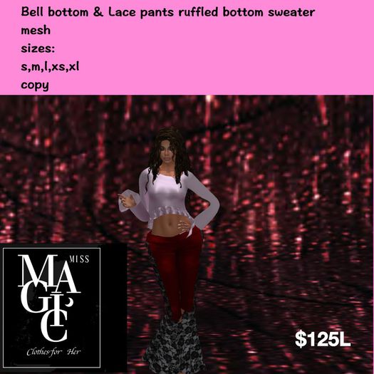 Fitted mesh Bell bottoms Red with top Hippie days(box)